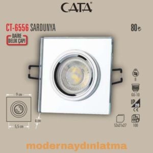 Cata CT-6556 Sardunya Kare Dekoratif Cam Spot
