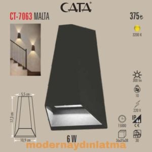 Cata CT-7063 Malta 2x3W Dış Mekan Modern Ledli Aplik Günışığı
