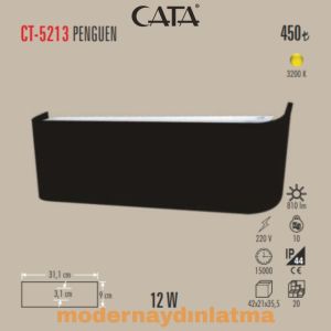 Cata CT-5213 Penguen Siyah Kasa İç Mekan Led Aplik Günışığı
