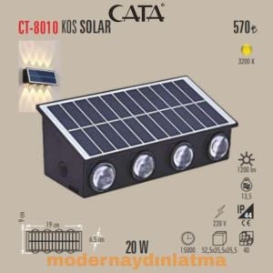 Cata CT-8010 20W Kos Solar Güneş Enerjili Led Aplik Günışığı