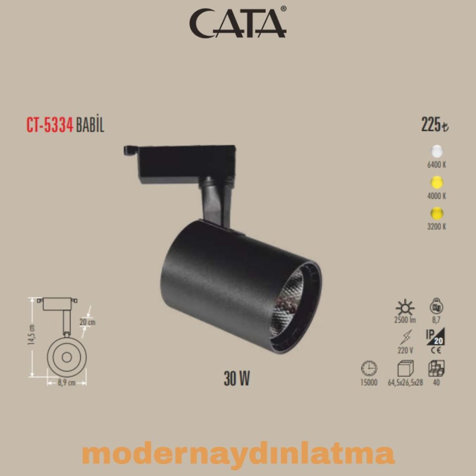 Cata CT-5334 30W Babil Ray Spot Armatür 4000K Işık
