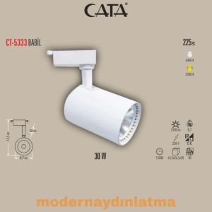 Cata CT-5333 30W Babil Beyaz Kasa Ray Spot Armatür Beyaz Işık