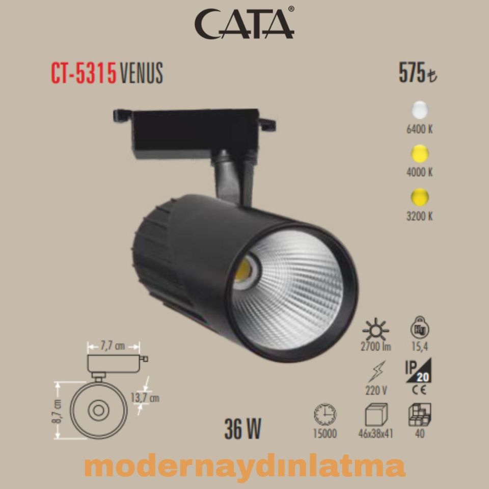 Cata CT-5315 36W Venüs Ray Spot Armatür Günışığı