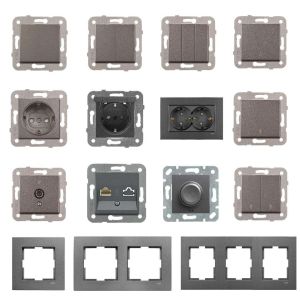 Viko Novella Serisi Füme Renk Anahtar Prizler Uydu Prizi - Çerçevesiz