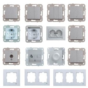 Viko Novella Serisi Gümüş Renk Anahtar Prizler Tek Düğmeli Jaluzi Kumanda Anahtarı - Çerçevesiz