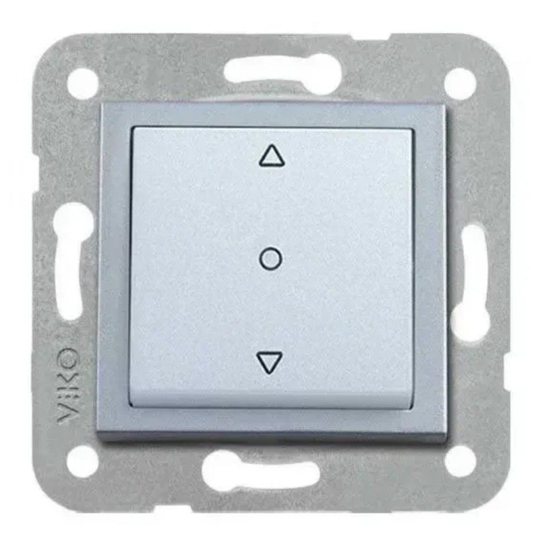 Viko Novella Serisi Gümüş Renk Anahtar Prizler Tek Düğmeli Jaluzi Kumanda Anahtarı - Çerçevesiz