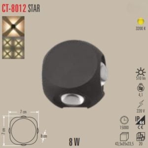 Cata CT-8012 8W Star Dış Mekan Modern Ledli Aplik Günışığı