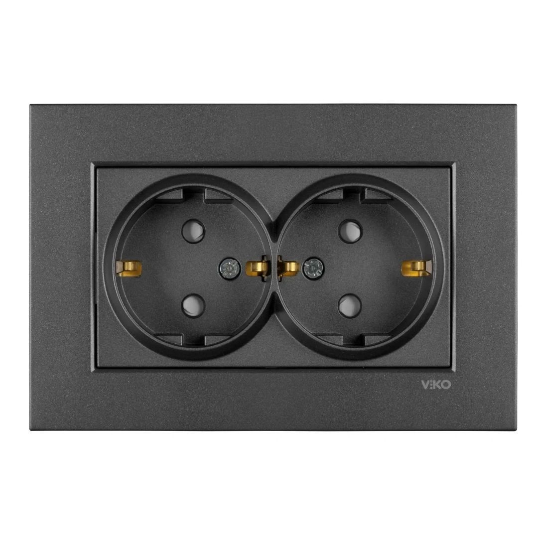 Viko Novella Serisi Füme Renk Anahtar Prizler İkili Topraklı Priz - Komple