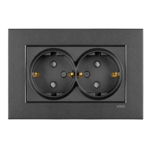 Viko Novella Serisi Füme Renk Anahtar Prizler İkili Topraklı Priz - Komple