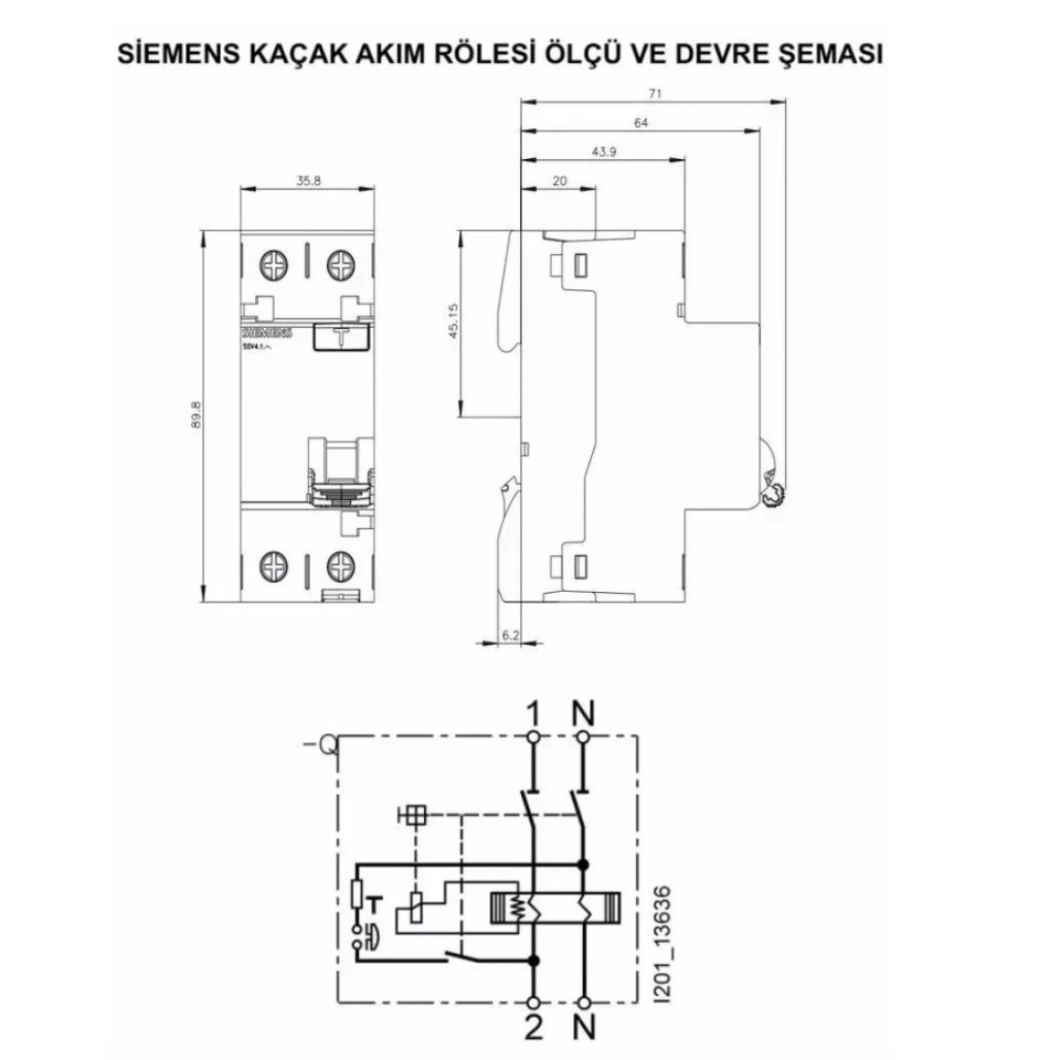 Siemens 2x40 300mA Monofaze Yangın Koruma Rolesi