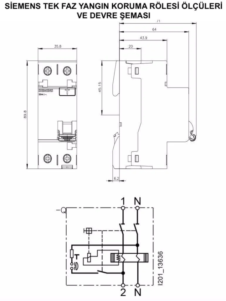 Siemens 2x40 300mA Monofaze Yangın Koruma Rolesi