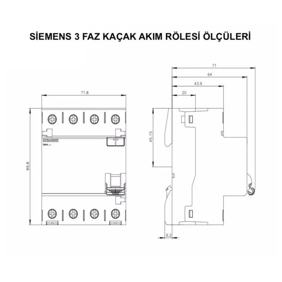 Siemens 4x40 300mA Trifaze Yangın Koruma Rolesi