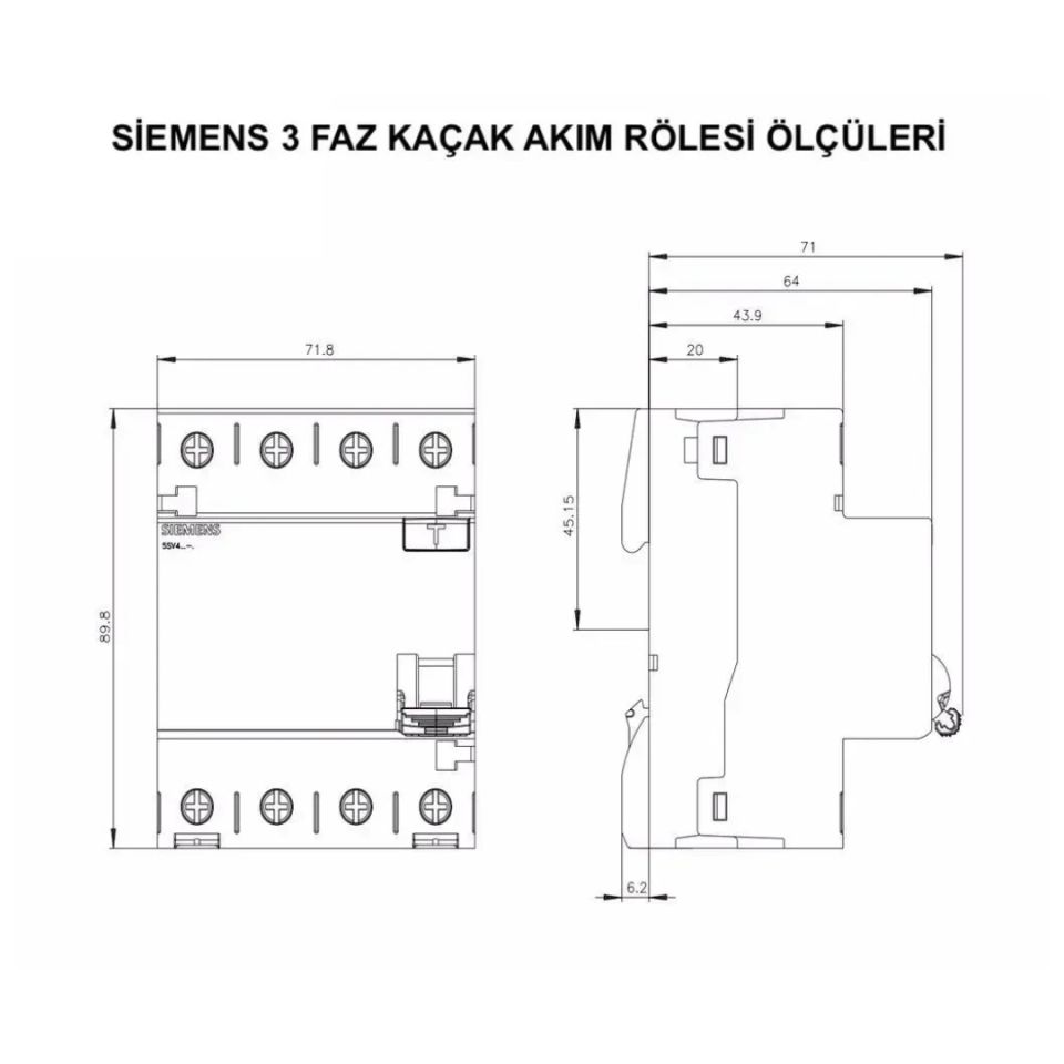 Siemens 4x125 300mA Trifaze Yangın Koruma Rolesi