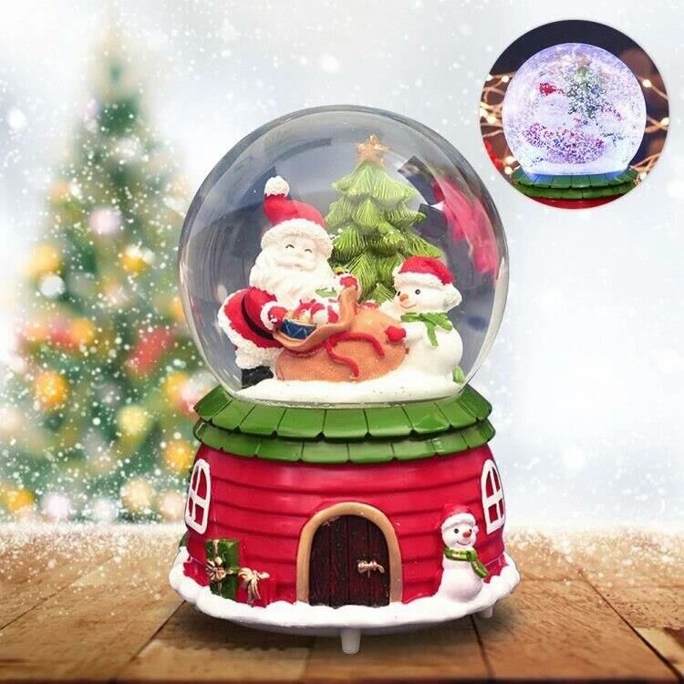 Işıklı Müzikli Kristal Kar Atan Yılbaşı Kar Küresi Yılbaşı Hediye Büyük Boy