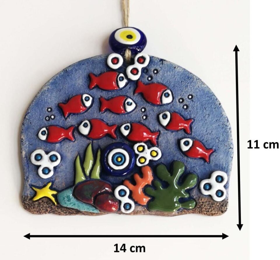 Özel Tasarım Balıklar Nazarlık Seramik Duvar Süsü