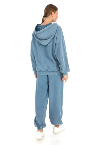 Oversize Unisex Kapüşonlu Eşofman Takımı (Mavi)