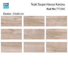 Teak Taupe (33x66 cm) Porselen Karo - m² 'si