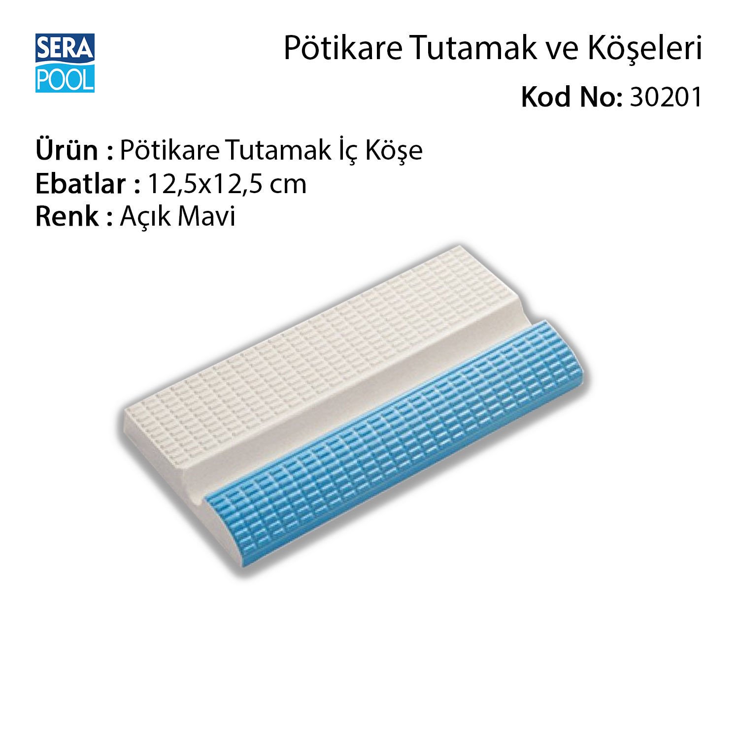 Pötikare Tutamak İç Köşe 12,5x12,5 cm Açık Mavi