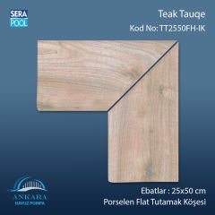 Teak Tauqe 25x50 cm Porselen Flat Tutamak Köşeleri