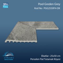 Pool Garden Grey 25x50 cm 90° Dış Köşe Porselen Flat Tutamak Köşeleri