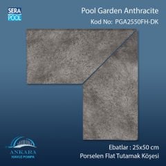 Pool Garden Anthracite 25x50 cm 90° Dış Köşe Porselen Flat Tutamak Köşeleri