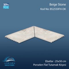 Beige Stone 25x50 cm  90° Dış Köşe Porselen Flat Tutamak Köşeleri