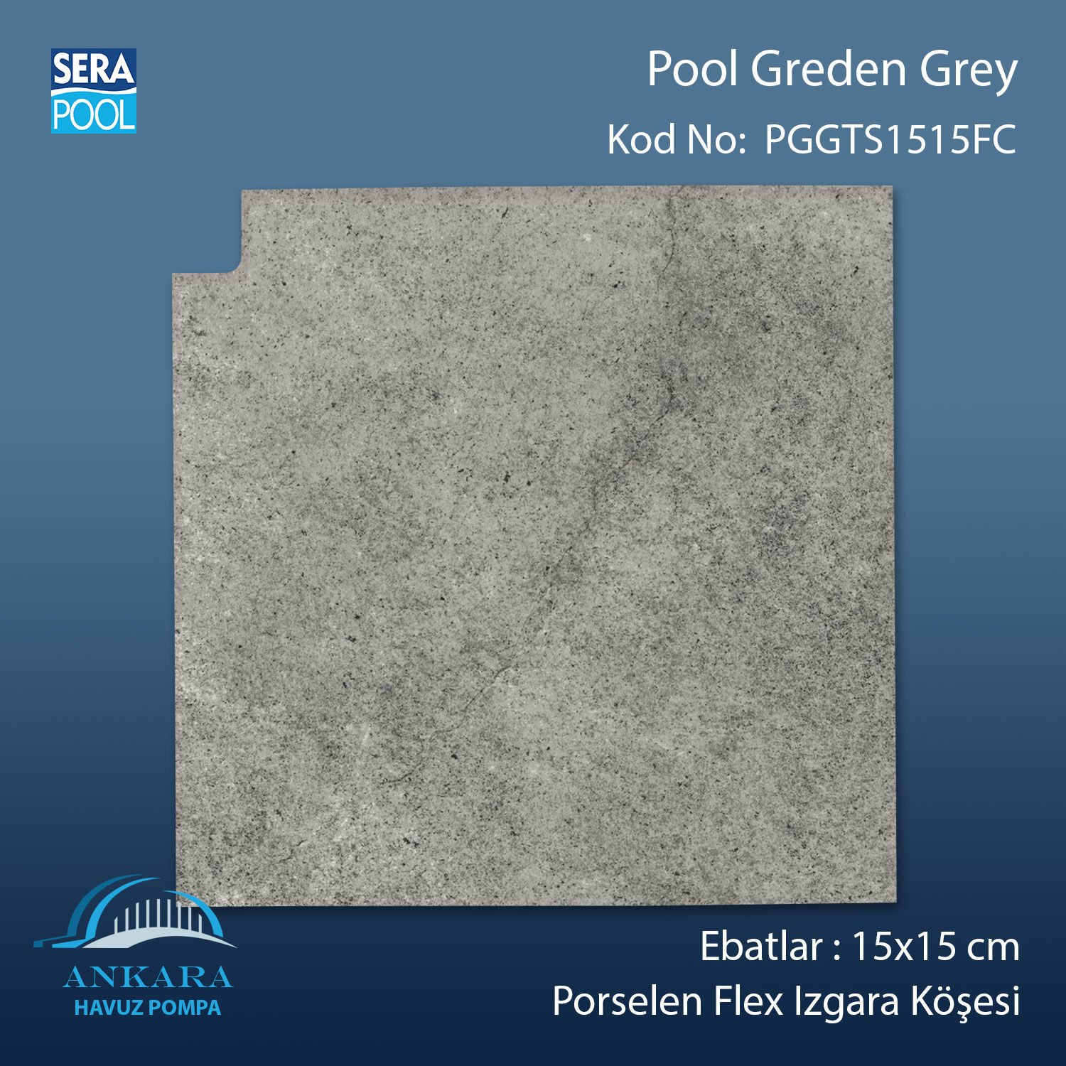 Pool Garden Grey 15x15 cm Flex Izgara Köşeleri