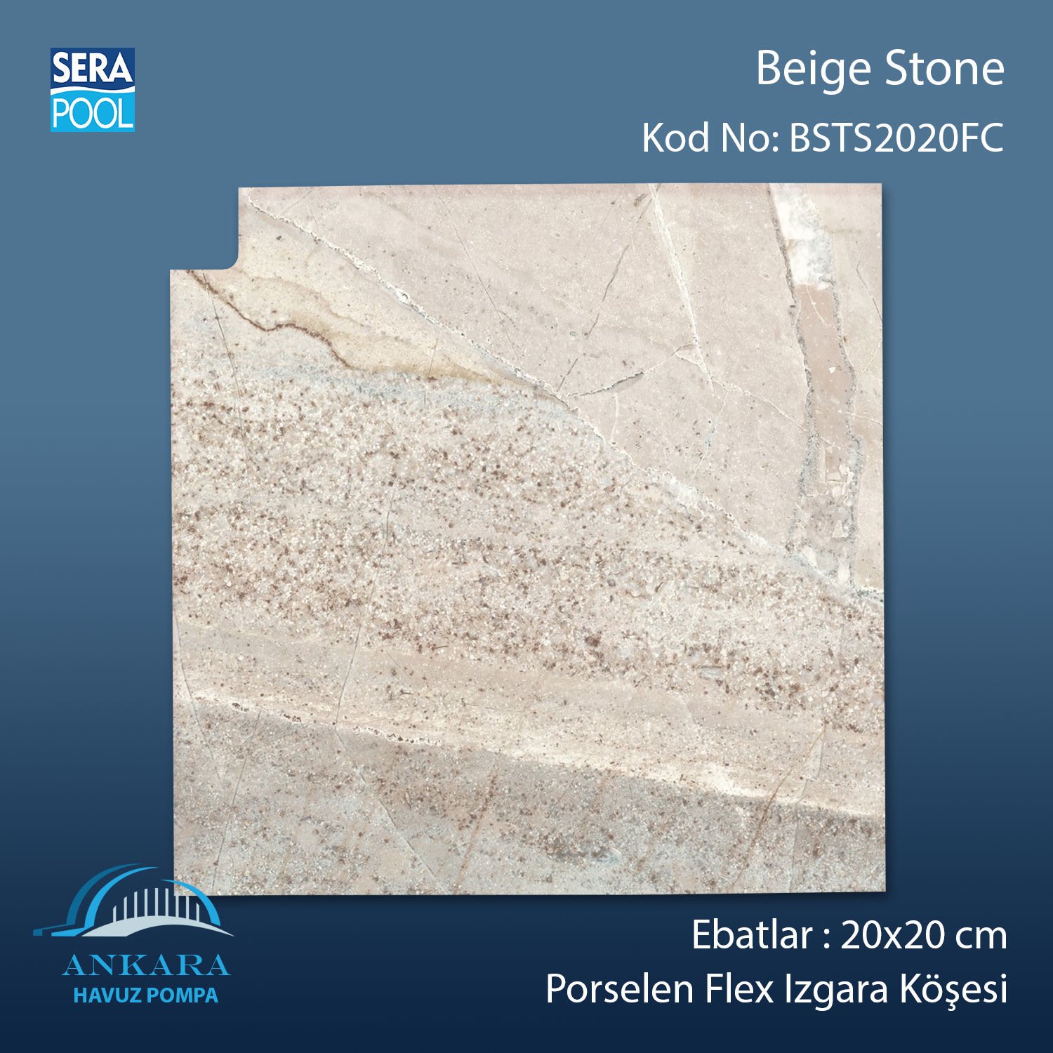 Beige Stone 20x20 cm Flex Izgara Köşeleri