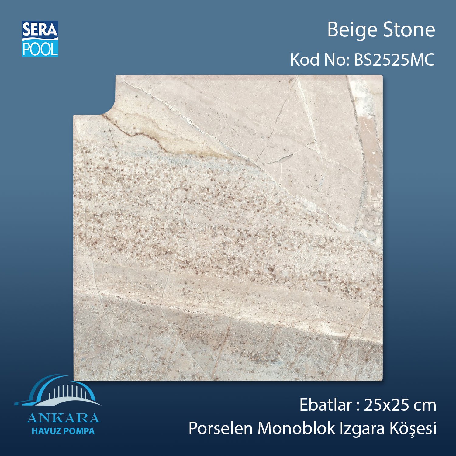 Beige Stone 25x25 cm Monoblok Izgara Köşesi