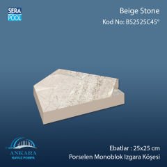 Beige Stone 25x25 cm 45° Monoblok Izgara Köşesi