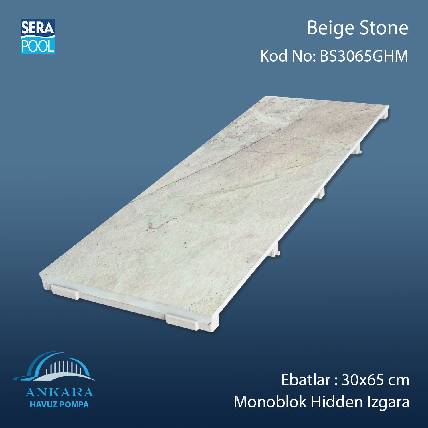 Beige Stone 30x65 cm Monoblok Hidden Izgara