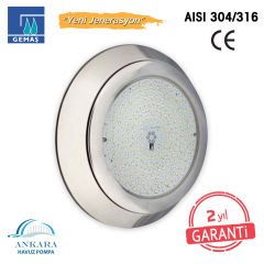 SlimLED-INOXCLICK Havuz Sualtı Lambası, Kovansız, Reçine Dolgulu, Tek Renkli - 252 LED Gün Işığı - 50W