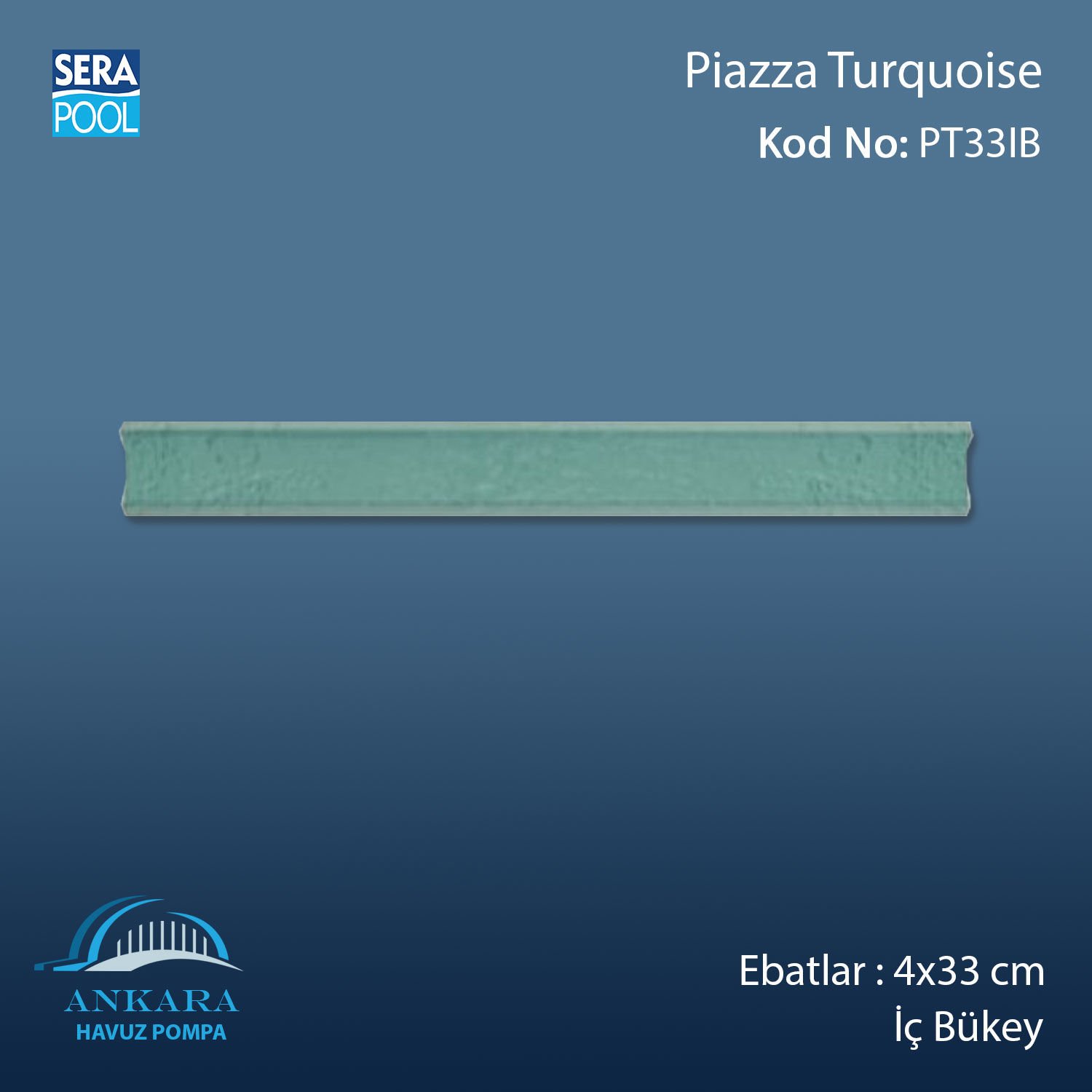 Piazza Turquoise 4x33 cm İç Bükey