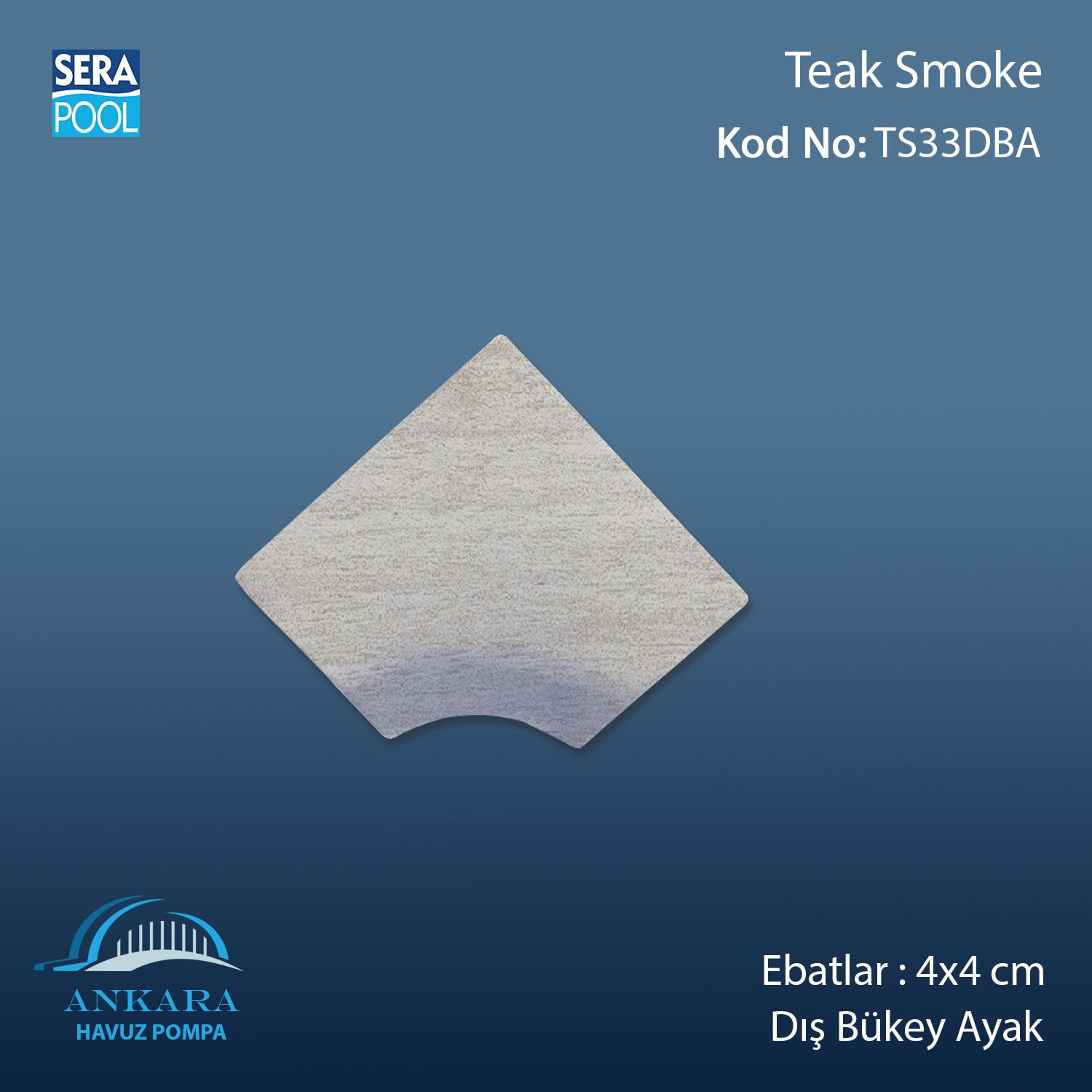 Teak Smoke 4x4 cm Dış Bükey Ayak