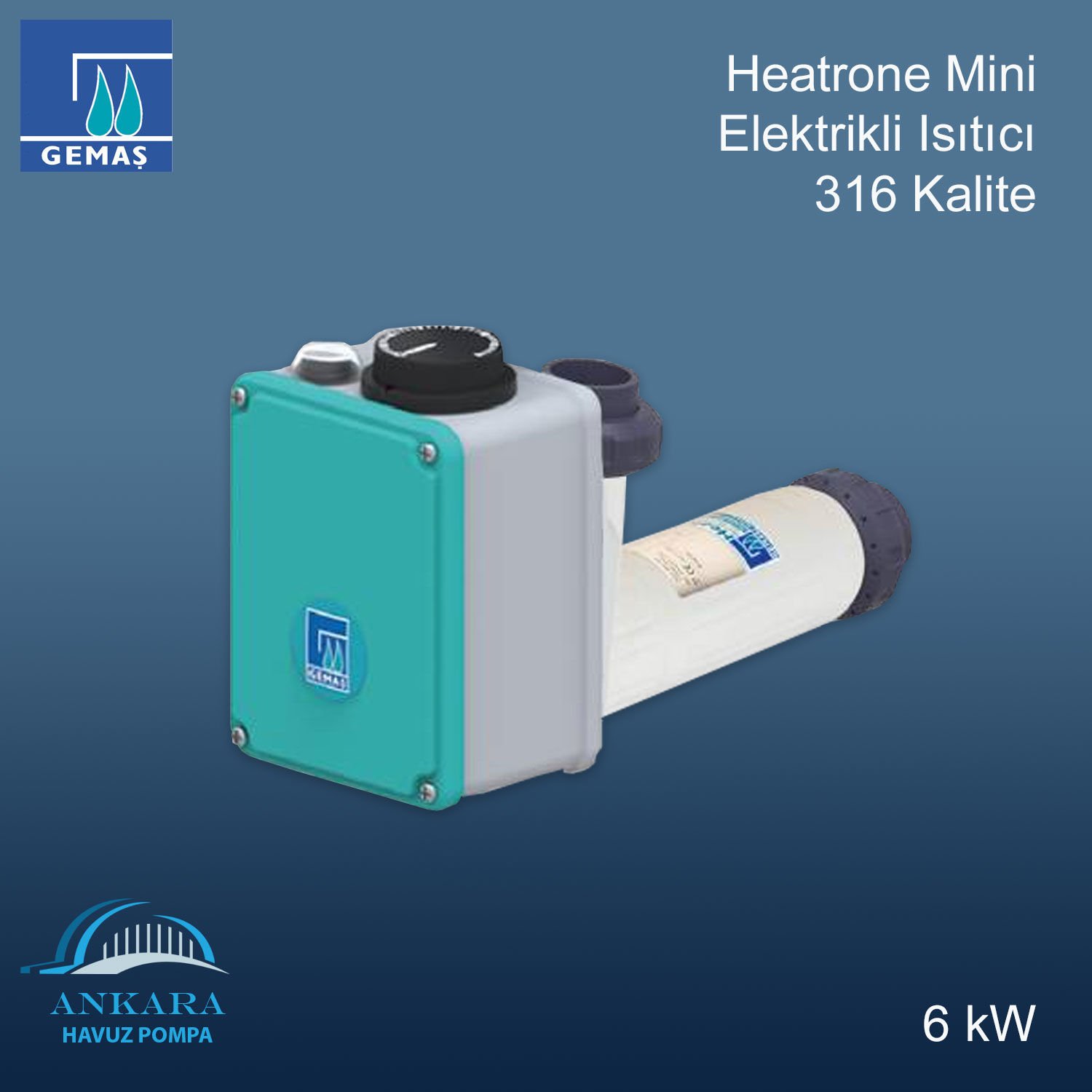 Heatrone Mini 6 kW Elektrikli Isıtıcı 316 Kalite