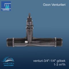 Ozon Venturi-3/4''-1/4'' göbek,1-3 m³/h