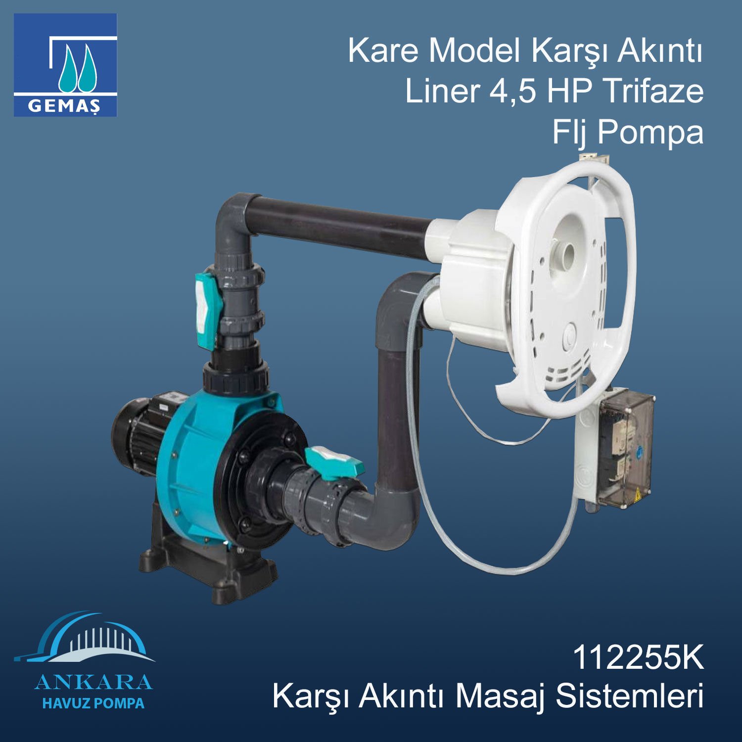 Kare Model Karşı Akıntı Liner 4,5 HP Trifaze Flj Pompa