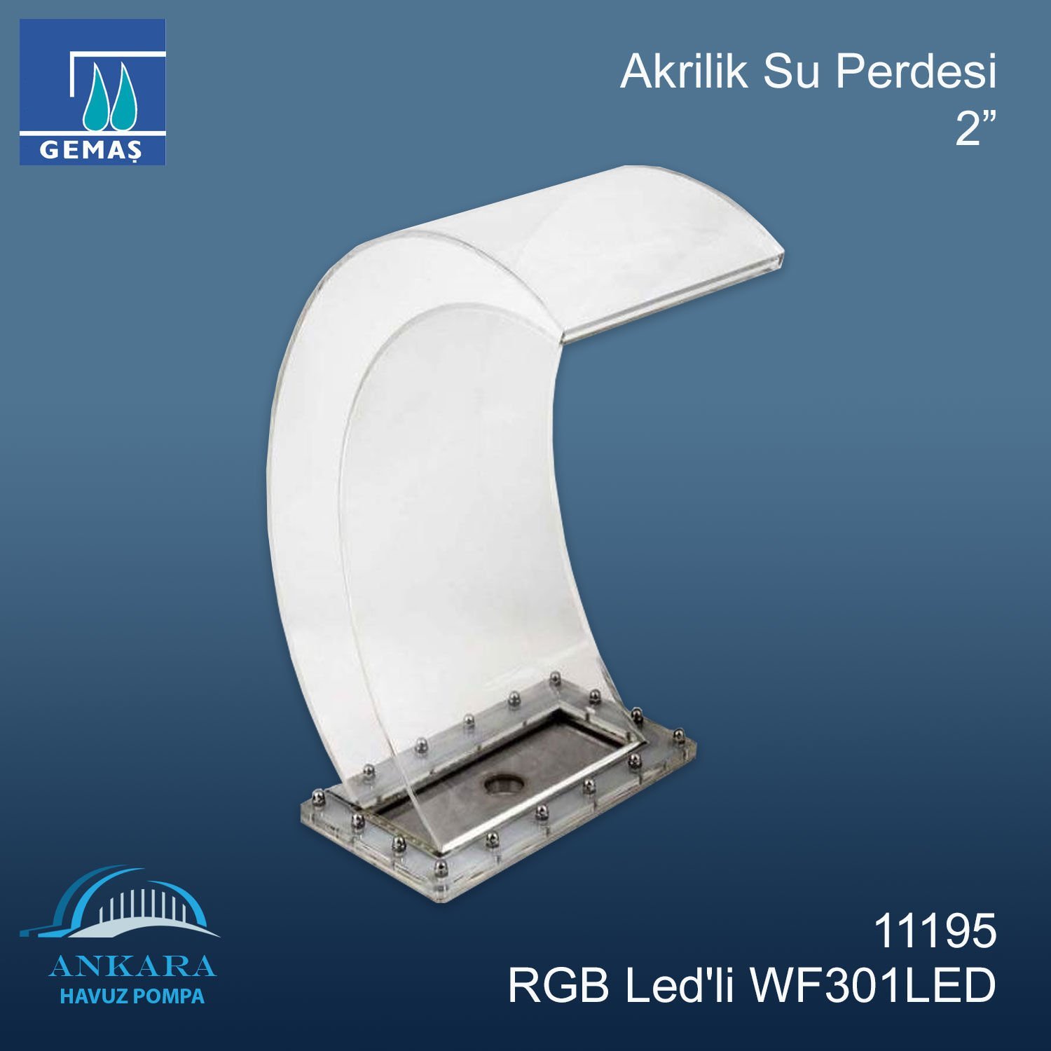 Akrilik Su Perdesi RGB Led'li WF301LED - 2''