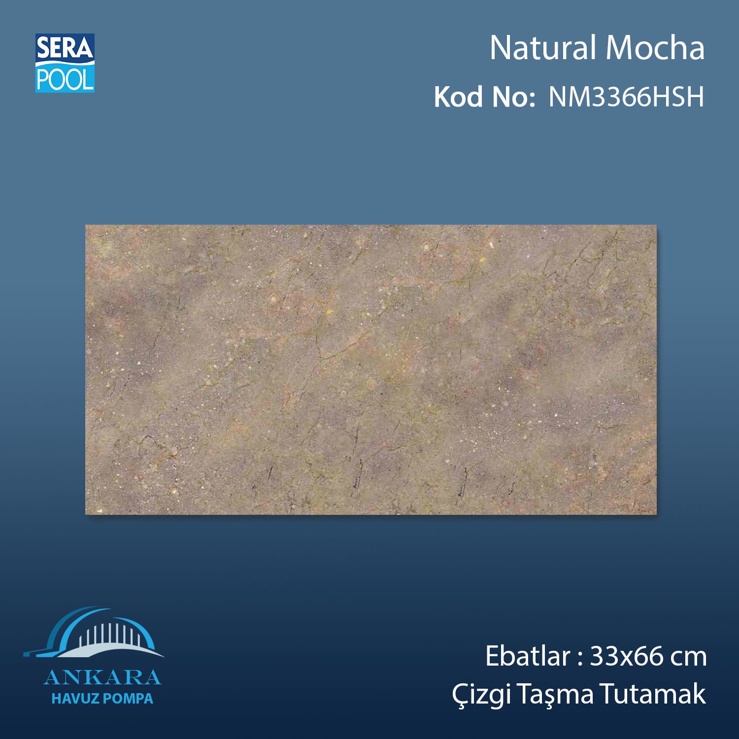 Natural Mocha 33x66 cm Çizgi Taşma Tutamak