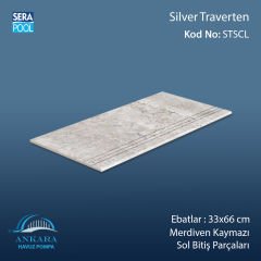 Silver Traverten 33x66 cm Merdiven Kaymazı Sol Bitiş