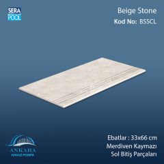 Beige Stone 33x66 cm Merdiven Kaymazı Sol Bitiş