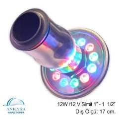 12W / 12V Simit 1''- 1  1/2'' Yüksek Güçlü Led, Paslanmaz Sualtı Lambası