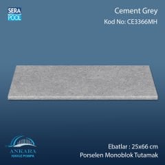 Cement Grey 33x66 cm Porselen Monoblok Tutamak