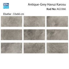 Antique Grey (33x66 cm) Porselen Karo - m² 'si