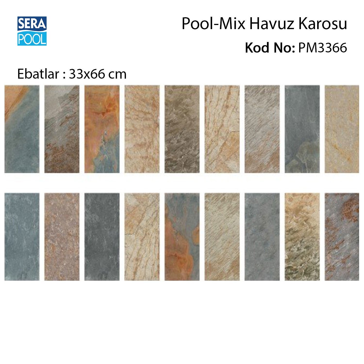 Pool Mix (33x66 cm) Porselen Karo - m² 'si