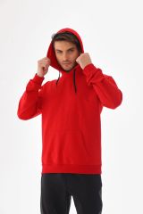 Sweatshirt, Kırmızı Basic Kapüşonlu, İçi Polarlı, İki İplik TFF
