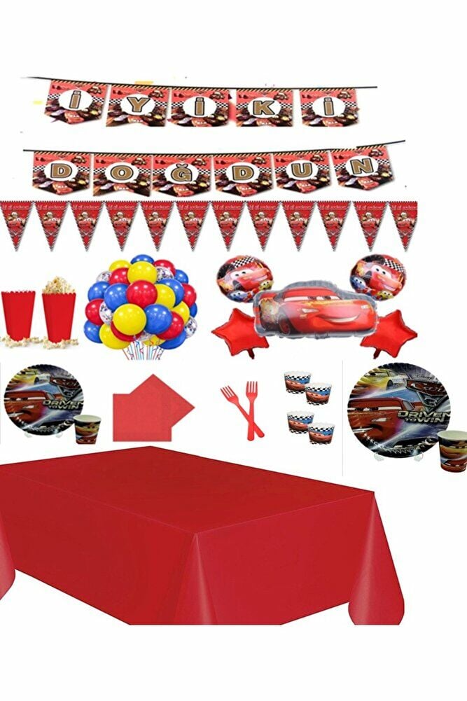Cars Şimşek Mcqueen 8 Kişilik Doğum Günü Seti