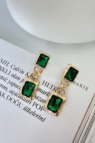 Gold-yeşil Sarkık Küpe