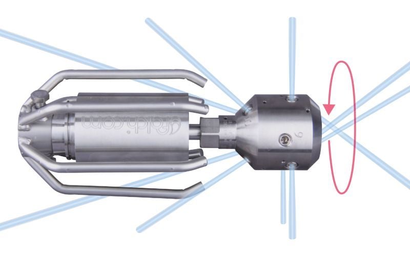 Drainspeed 15, maks. 240kW, 500-1500bar, 30-130l/dak, maks. 2500 rpm, Ø:101mm/l:252mm, M24x1,5 ag, 10/3, 4x135°/3x90°/0/3x45° x-jet, stil: 9, 079