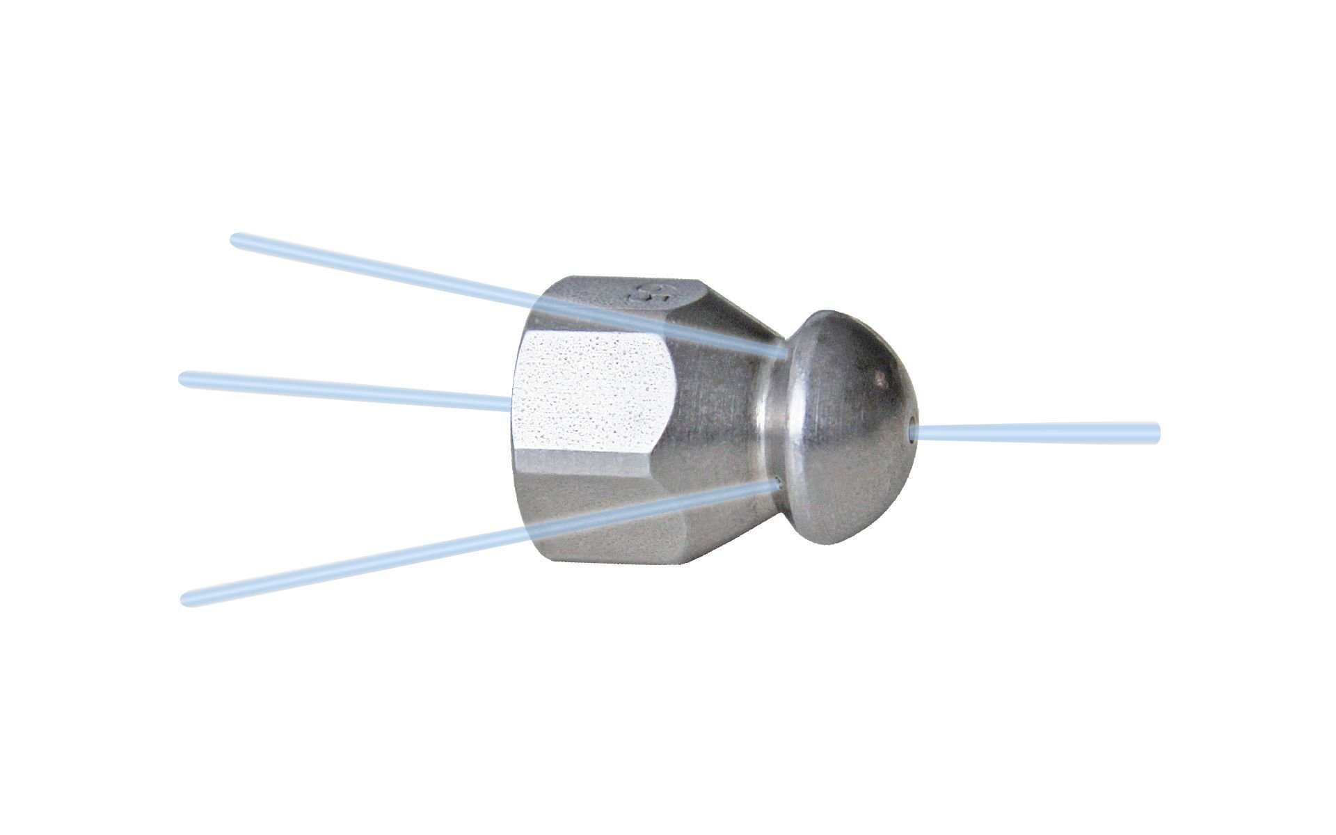 Drainclean 5, max. 15kW, 100-500bar, 7-15l/min, max. 0 rpm, Ø:19mm/l:24mm, 1/4'' inner thread, 4/2, 3x135°/0/0/1x0°, style: drilled, 030